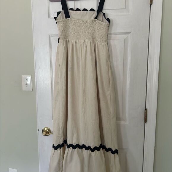 Cream and Black Ruffled Tiered Sundress - Picture 2 of 4